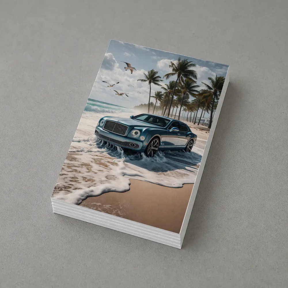 Bentley Mulsanne Blue Luxury Car Beach – Postcards