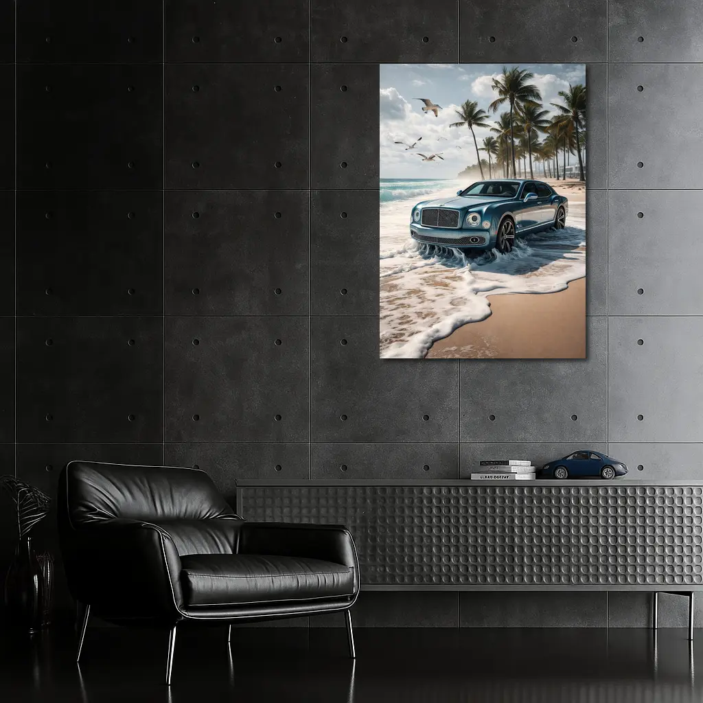 Bentley Mulsanne Blue Luxury Car Beach – Wall Art