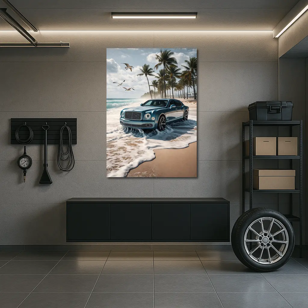 Bentley Mulsanne Blue Luxury Car Beach – Wall Art