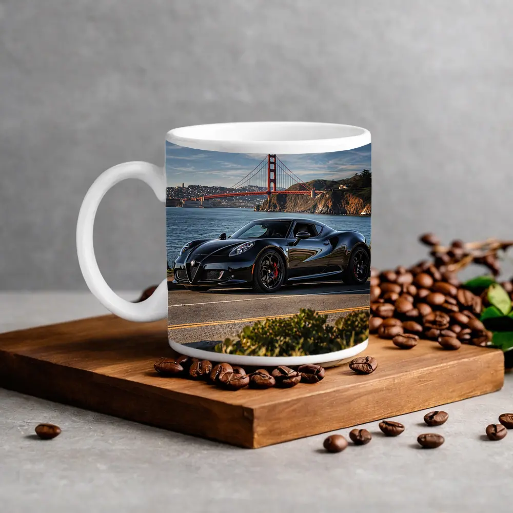 Black Alfa Romeo 4C Golden Gate Bridge – Mugs