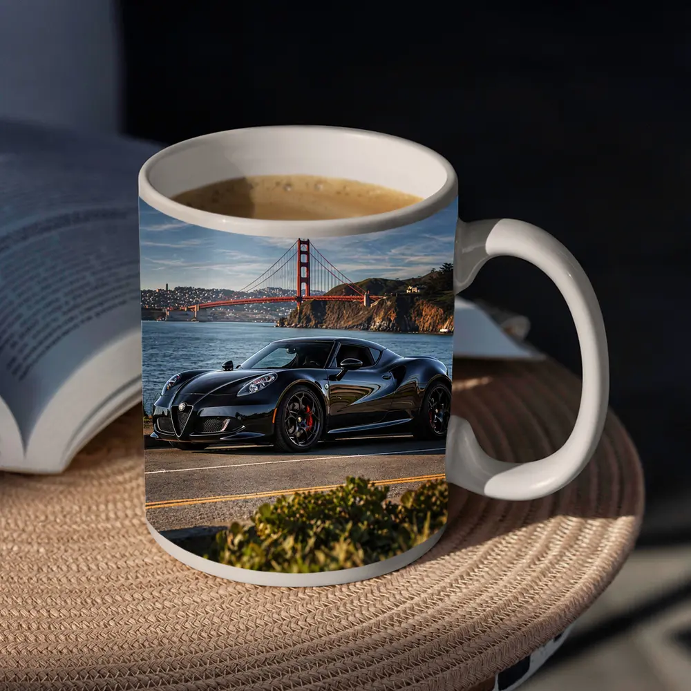 Black Alfa Romeo 4C Golden Gate Bridge – Mugs