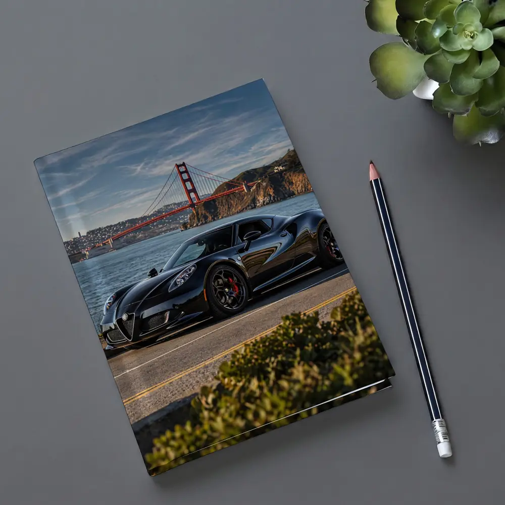 Black Alfa Romeo 4C Golden Gate Bridge – Notebooks