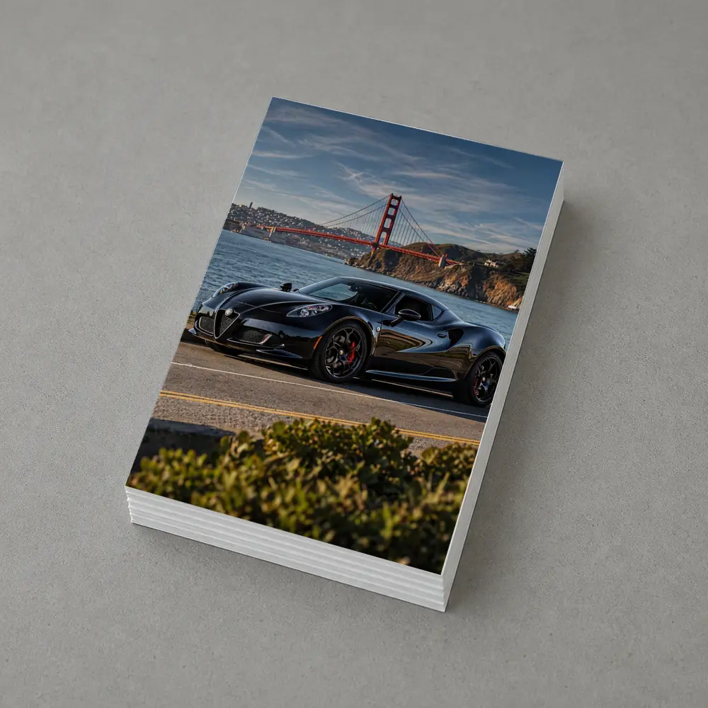 Black Alfa Romeo 4C Golden Gate Bridge – Postcards