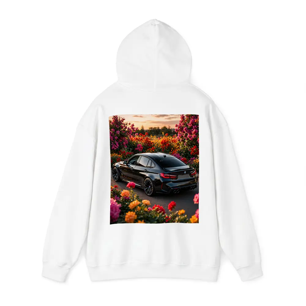 Black BMW M3 Surrounded By Colorful Flowers – Hoodies