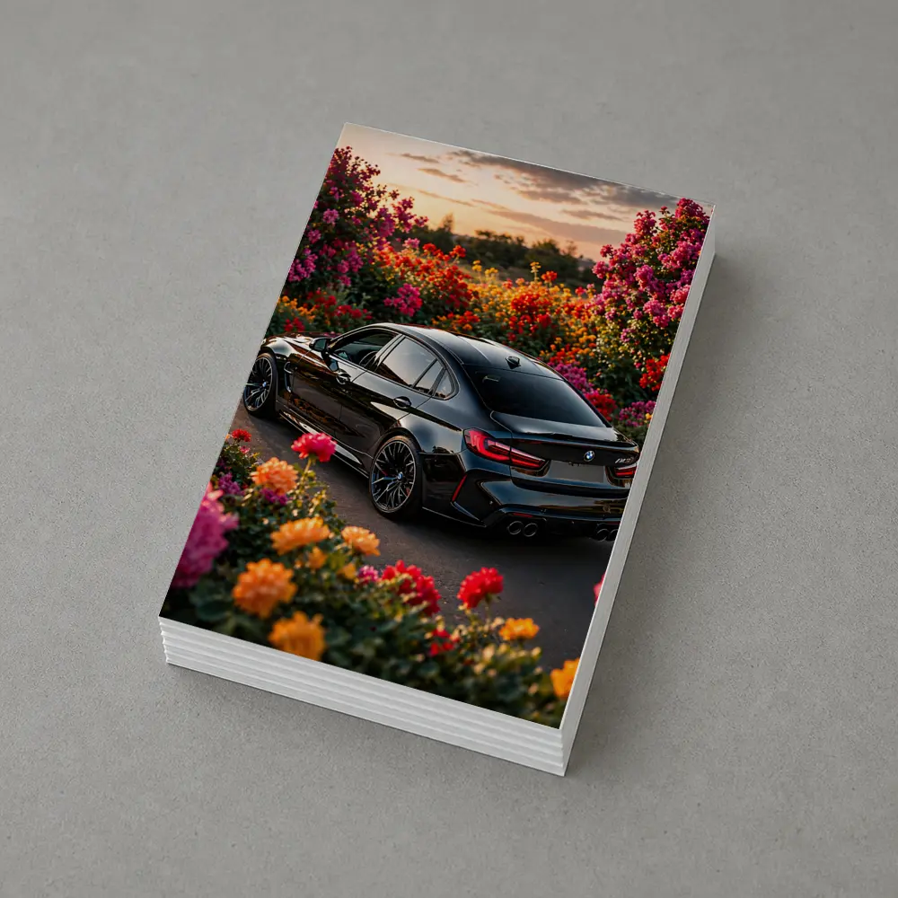 Black BMW M3 Surrounded By Colorful Flowers – Postcards