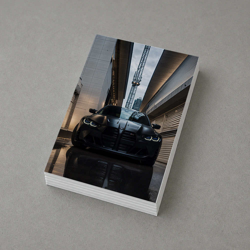 Black BMW M3 Front View Urban Alley – Postcards