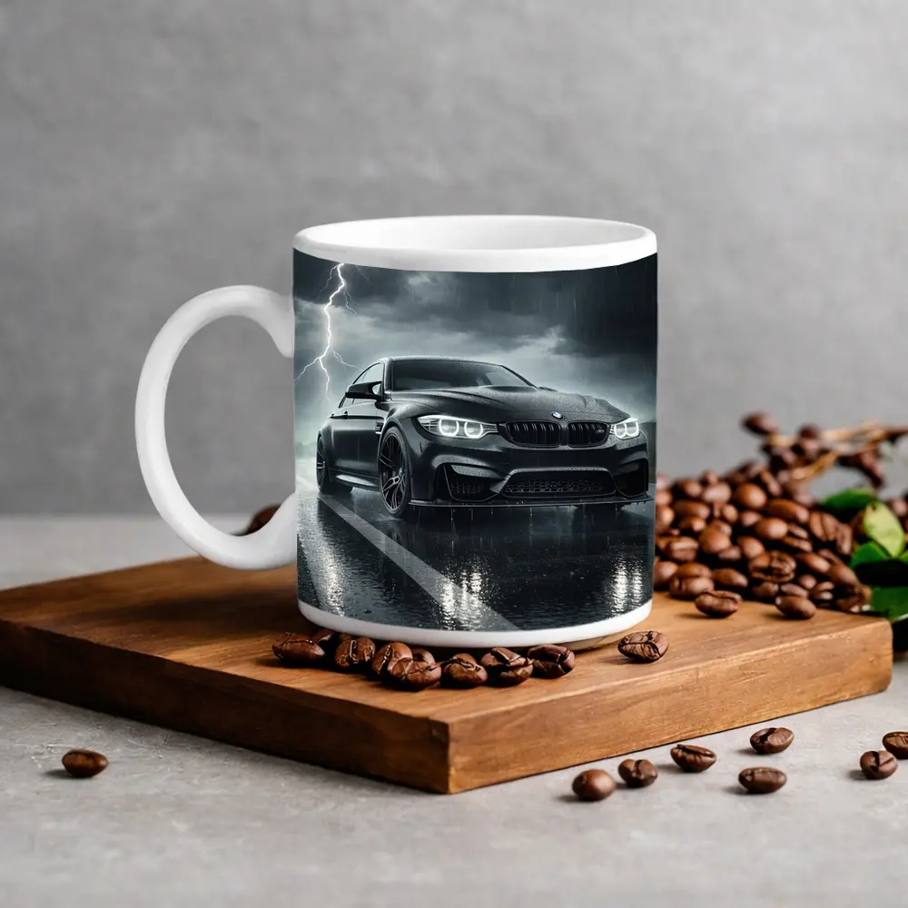 Black BMW M3 in Rainy Thunderstorm – Mugs