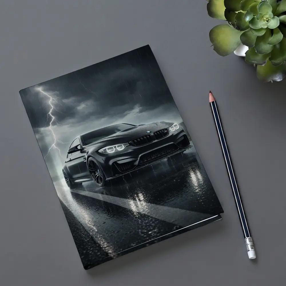 Black BMW M3 in Rainy Thunderstorm – Notebooks