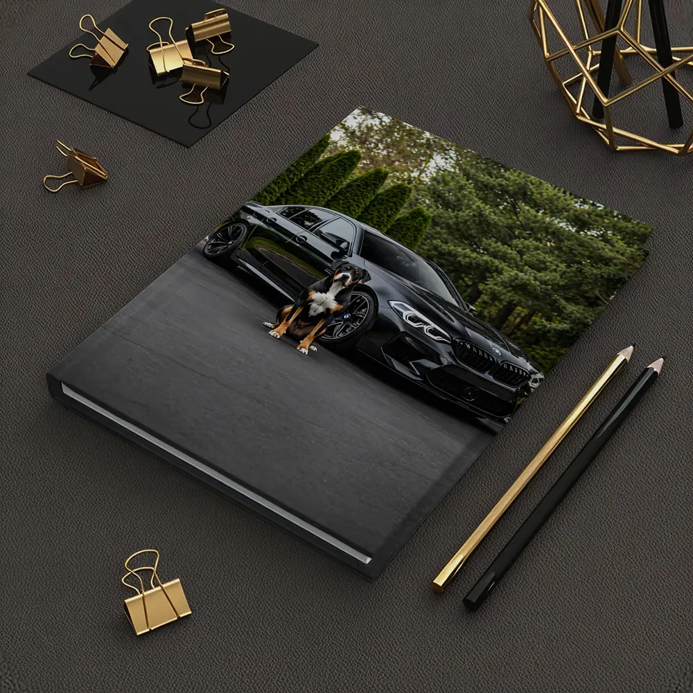 Black BMW M5 Sedan With Dog – Notebooks