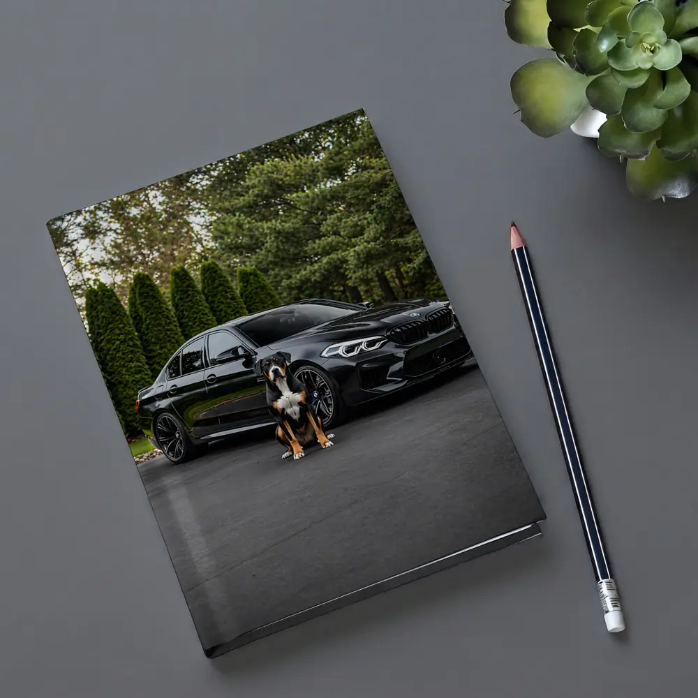 Black BMW M5 Sedan With Dog – Notebooks