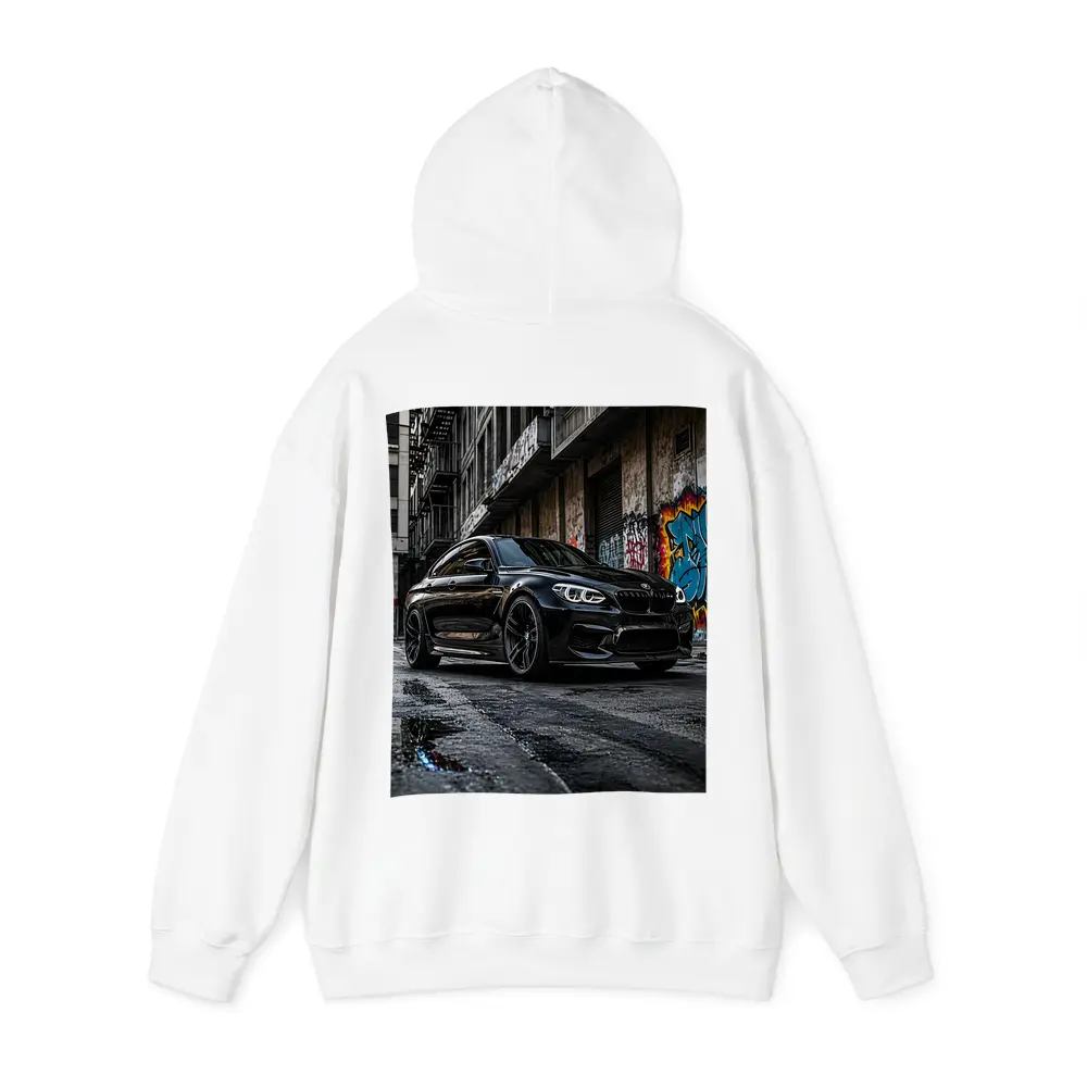 Black BMW M6 Parked in Urban Alley – Hoodies