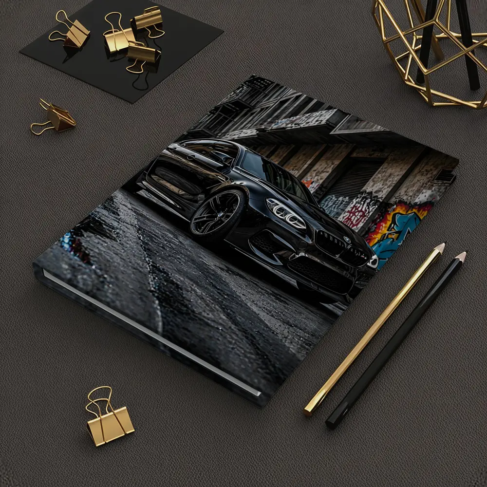 Black BMW M6 Parked in Urban Alley – Notebooks