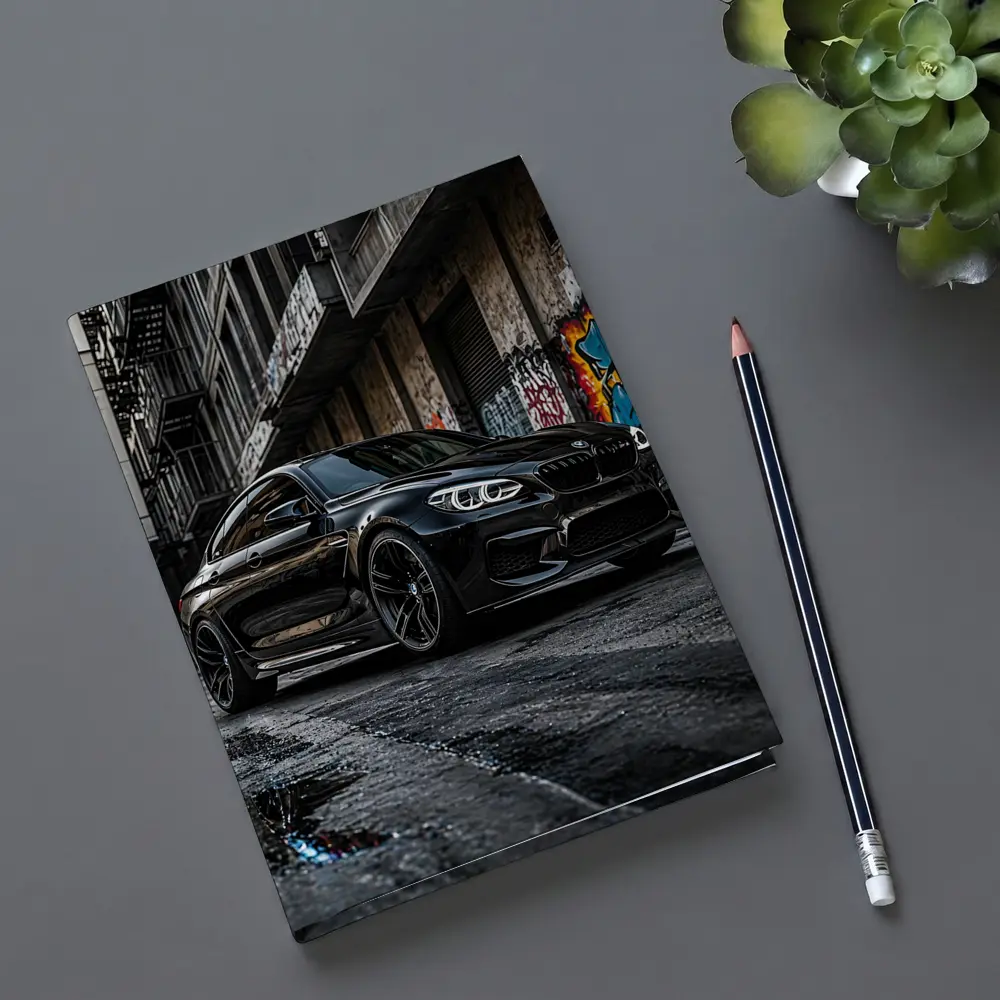 Black BMW M6 Parked in Urban Alley – Notebooks