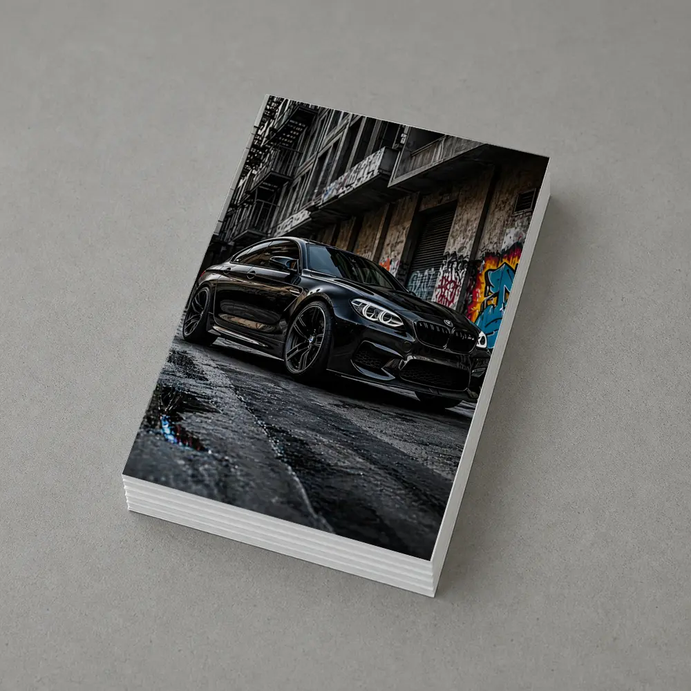 Black BMW M6 Parked in Urban Alley – Postcards