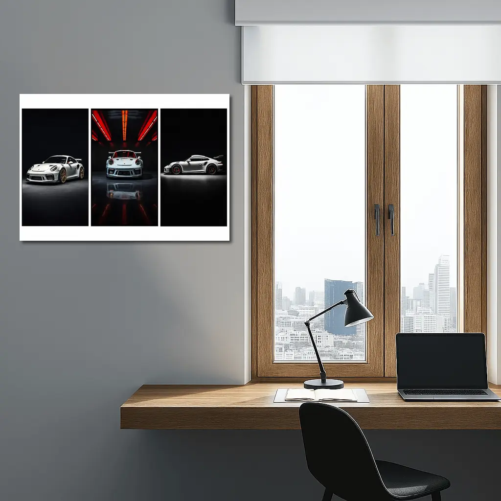 Porsche 911 GT3 RS Dark Studio Triptych – Wall Art