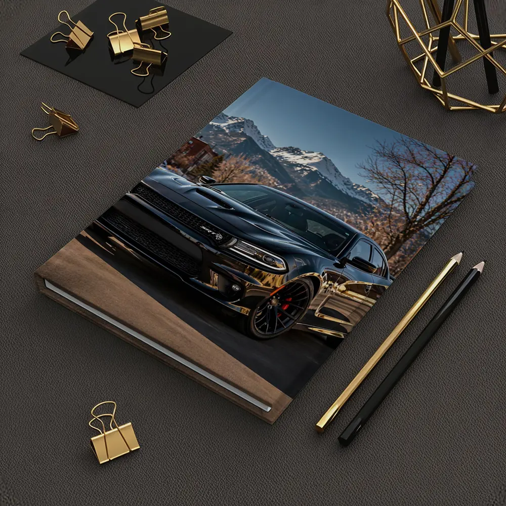 Black Dodge Charger SRT Mountain City Background – Notebooks