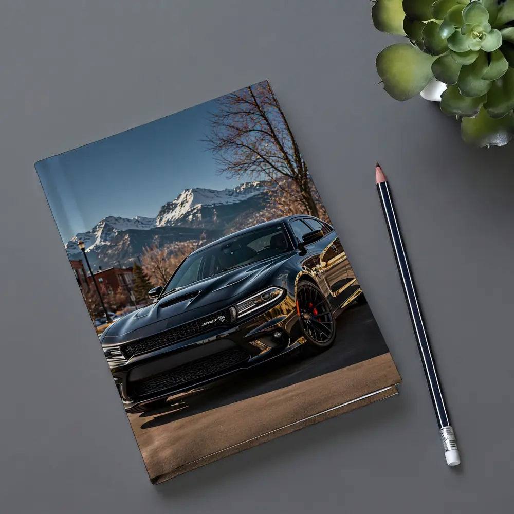 Black Dodge Charger SRT Mountain City Background – Notebooks