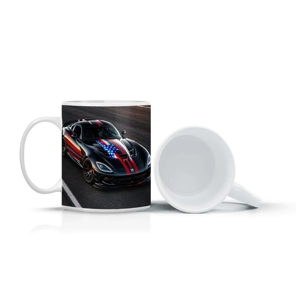 Black Dodge Viper American Flag Race Track – Mugs