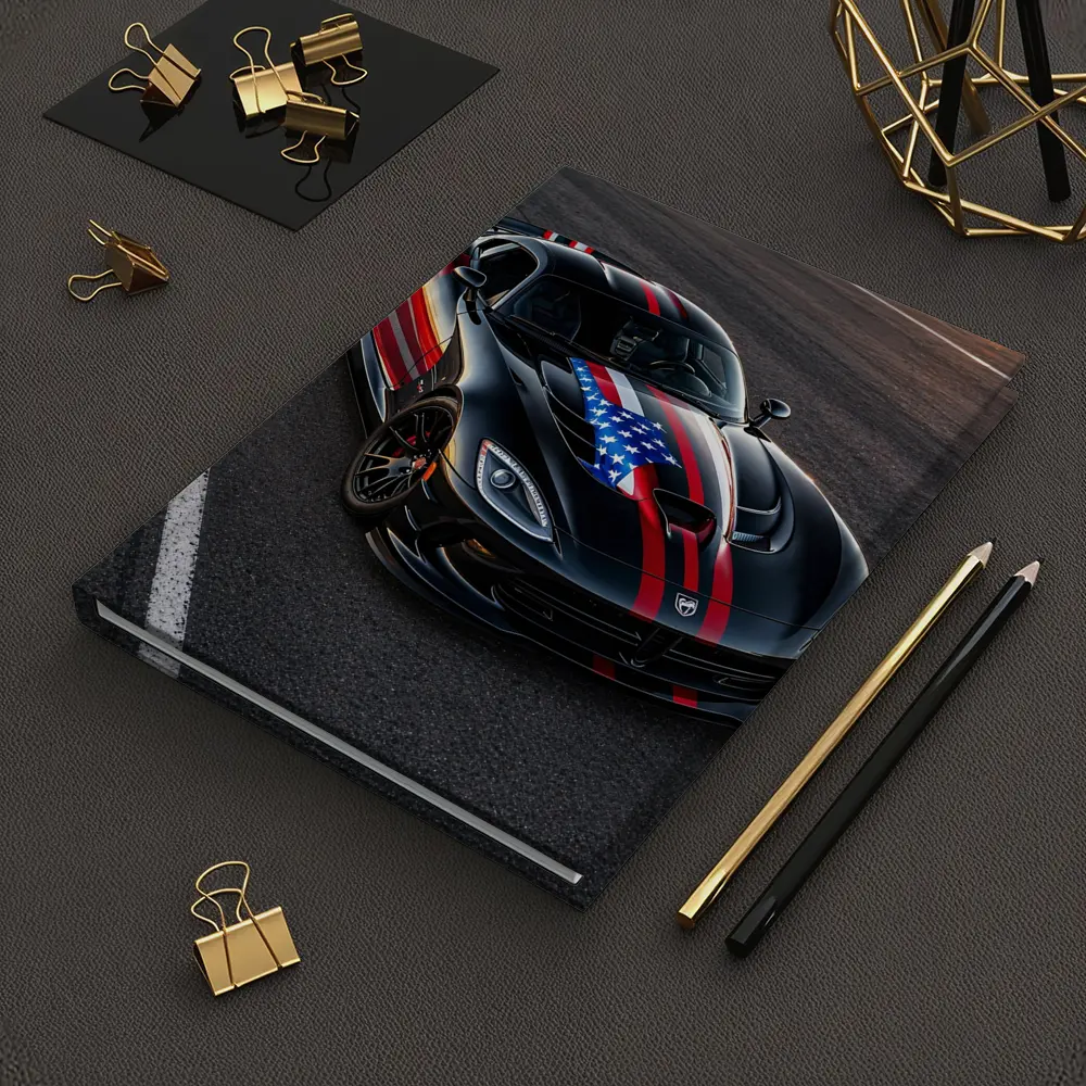 Black Dodge Viper American Flag Race Track – Notebooks
