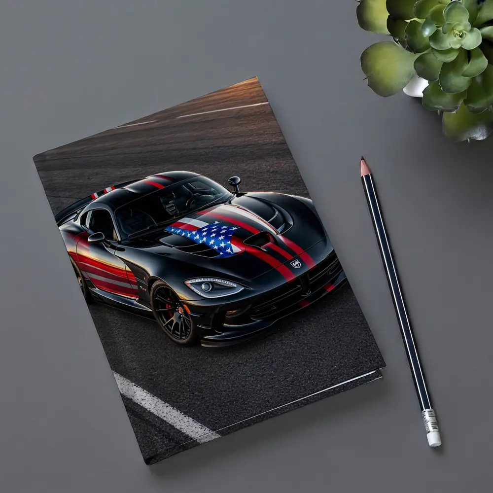 Black Dodge Viper American Flag Race Track – Notebooks