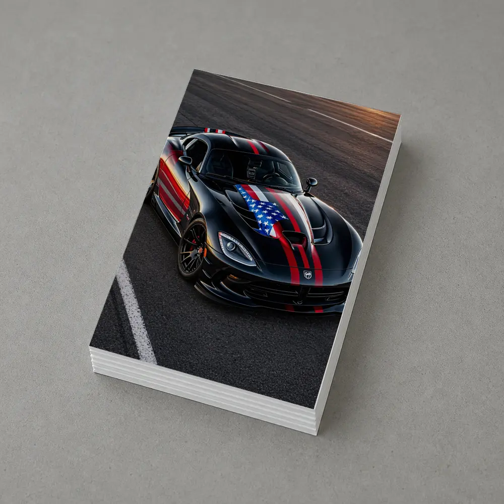 Black Dodge Viper American Flag Race Track – Postcards