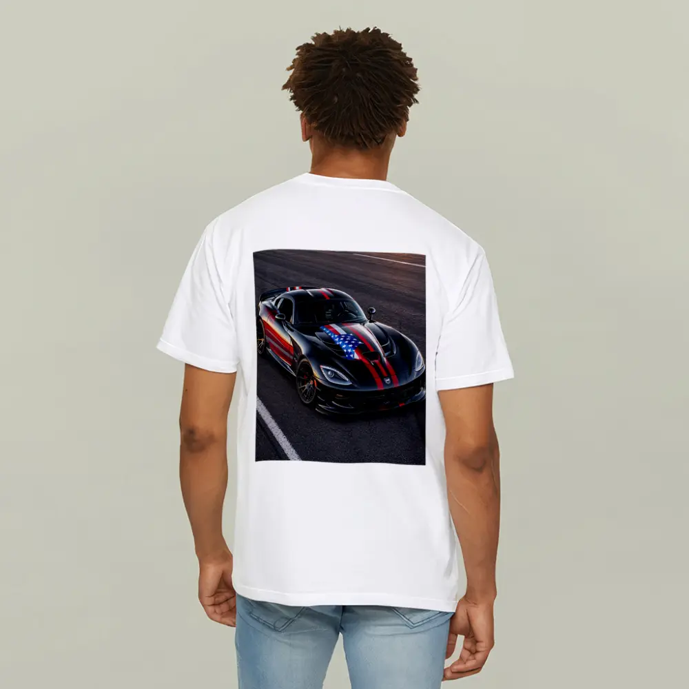 Black Dodge Viper American Flag Race Track – T-Shirts