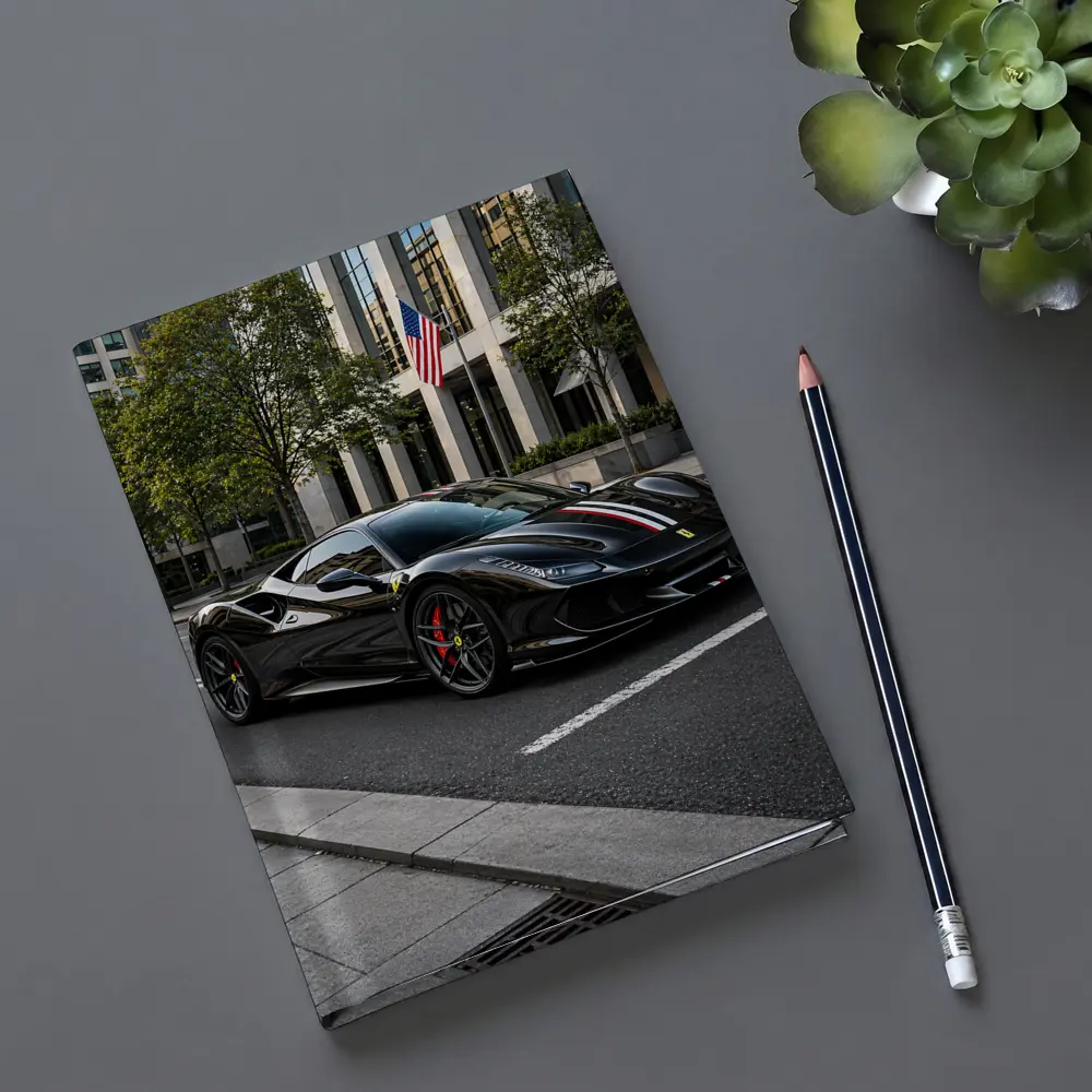 Black Ferrari F8 Tributo Urban Street Scene – Notebooks