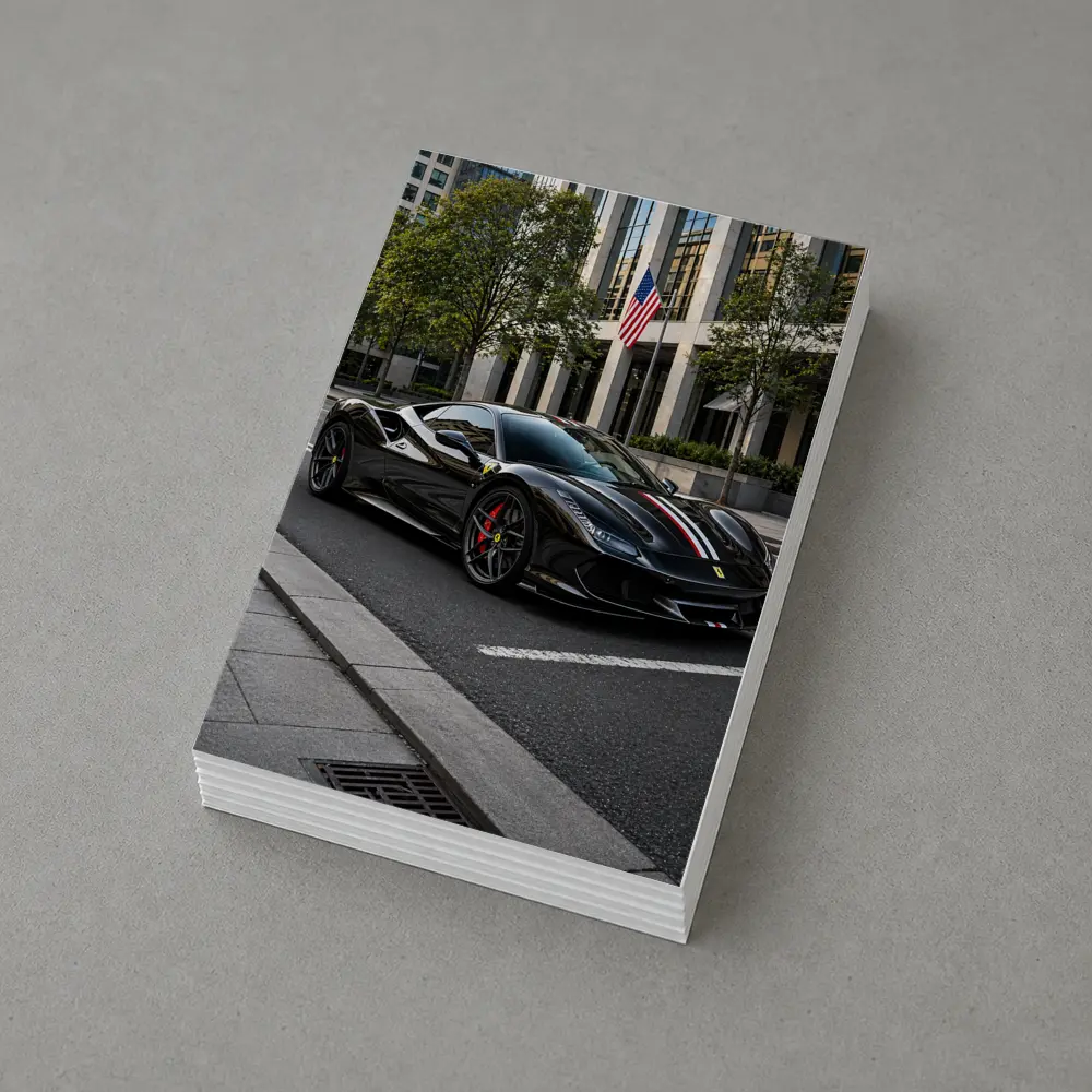 Black Ferrari F8 Tributo Urban Street Scene – Postcards