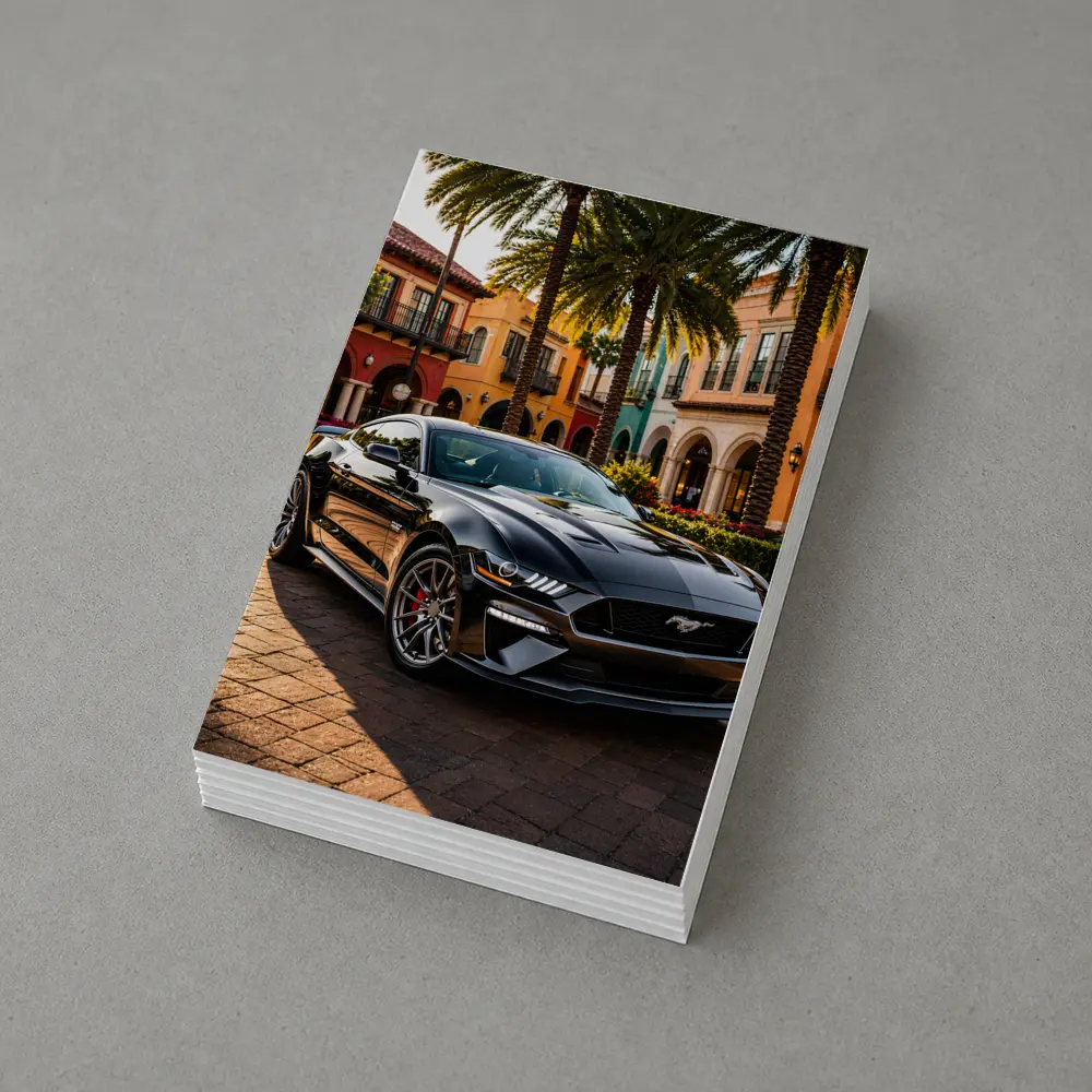 Black Ford Mustang GT Urban Palm Setting – Postcards