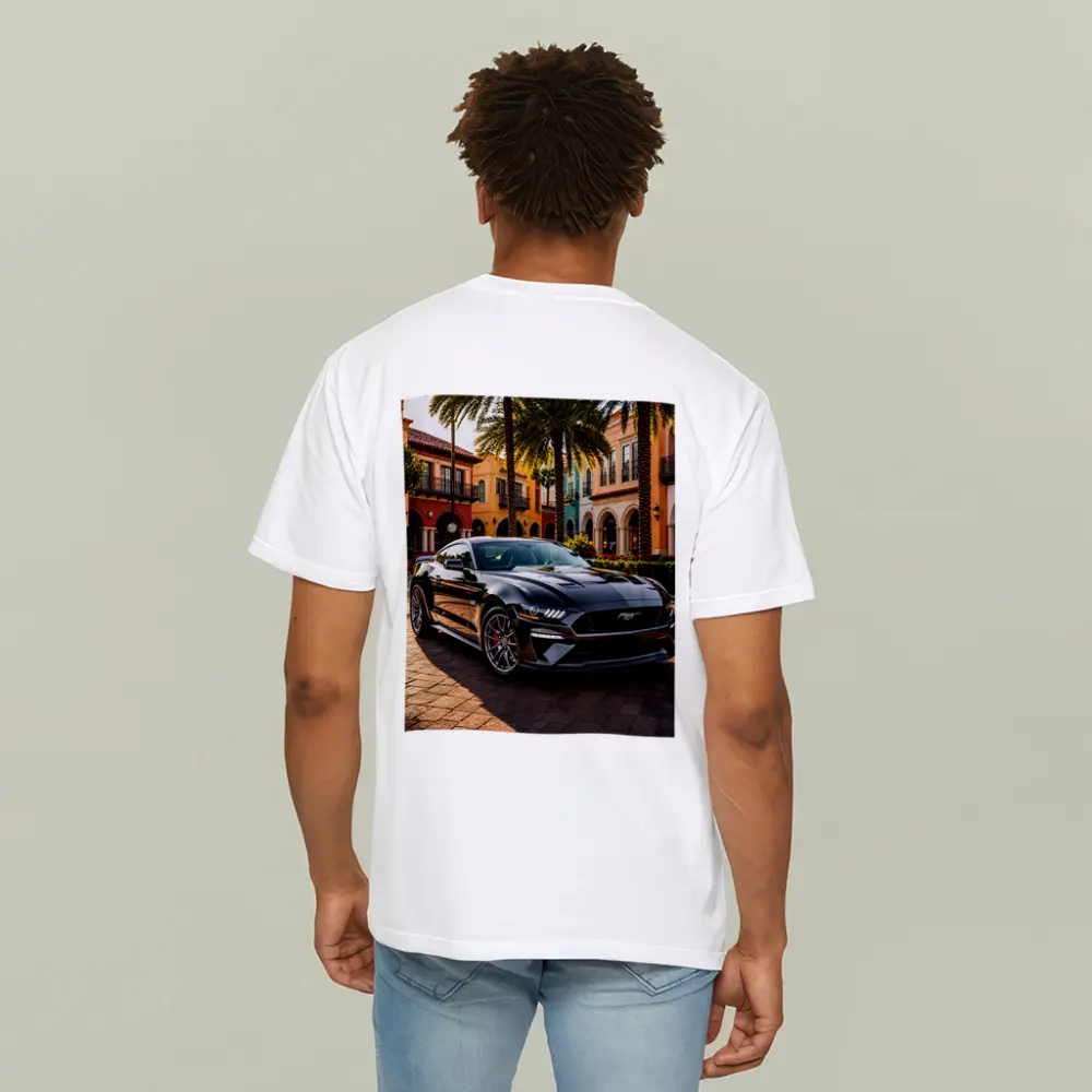 Black Ford Mustang GT Urban Palm Setting – T-Shirts