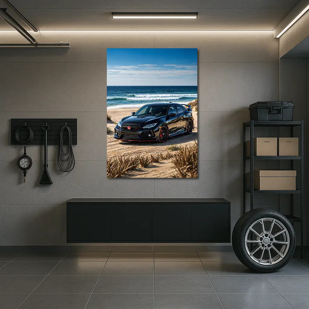 Black Honda Civic Type R Beach – Wall Art