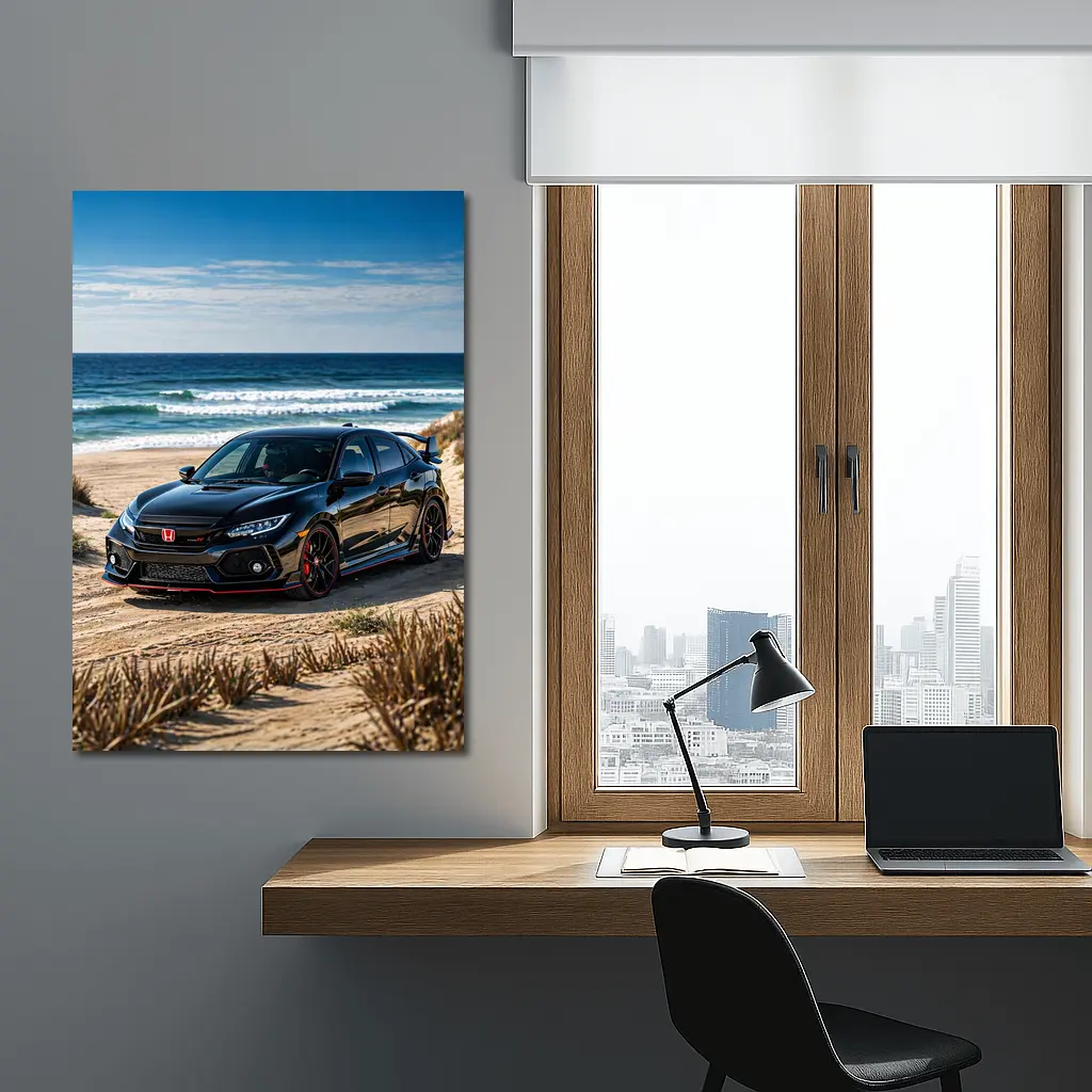 Black Honda Civic Type R Beach – Wall Art