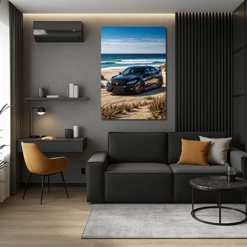 Black Honda Civic Type R Beach – Wall Art