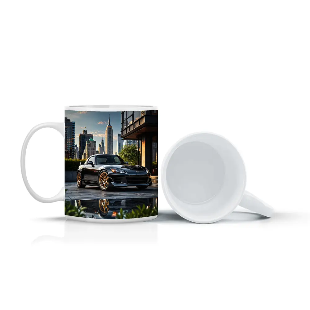Black Honda S2000 City Skyline Scene – Mugs