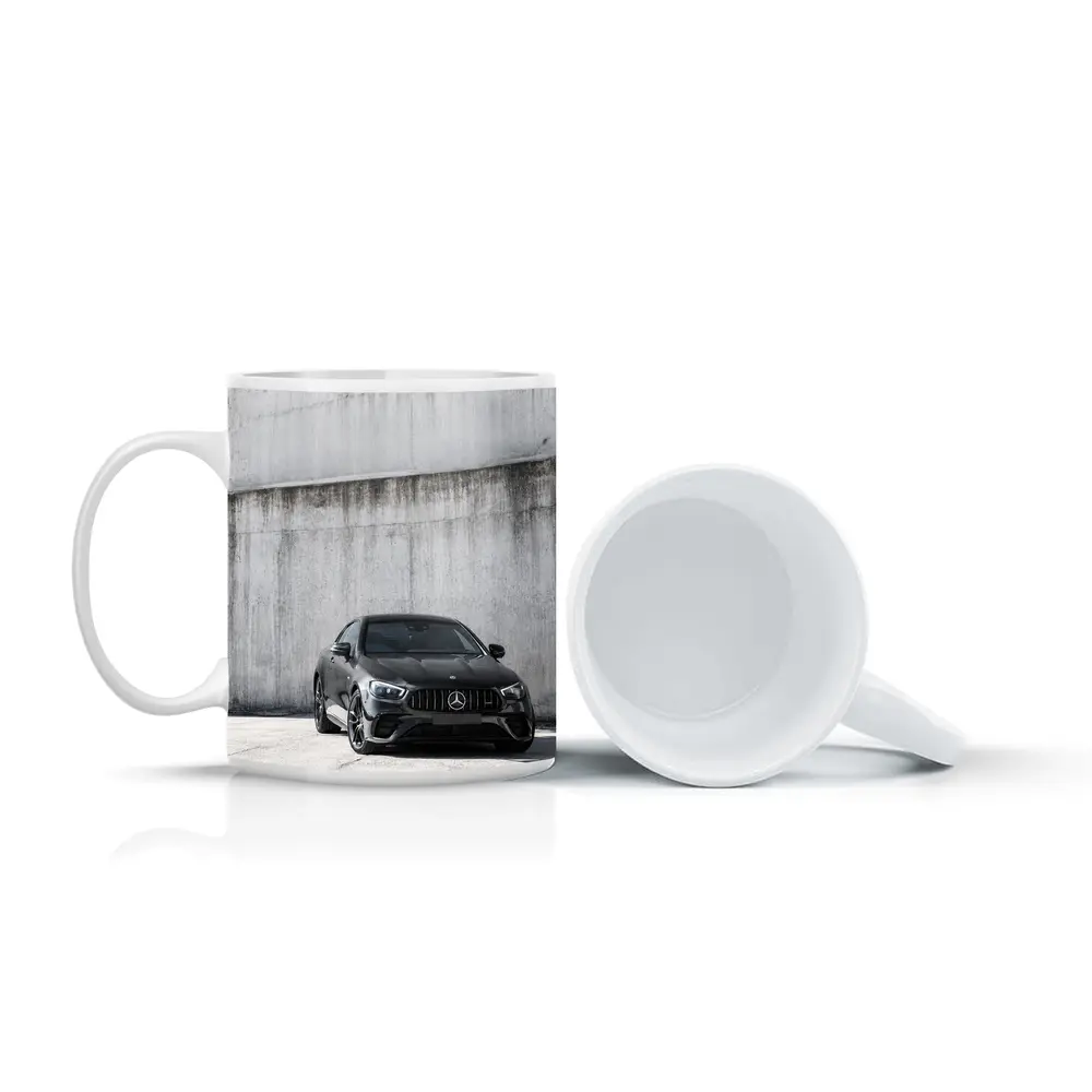 Black Mercedes AMG E Class Mountain Background – Mugs