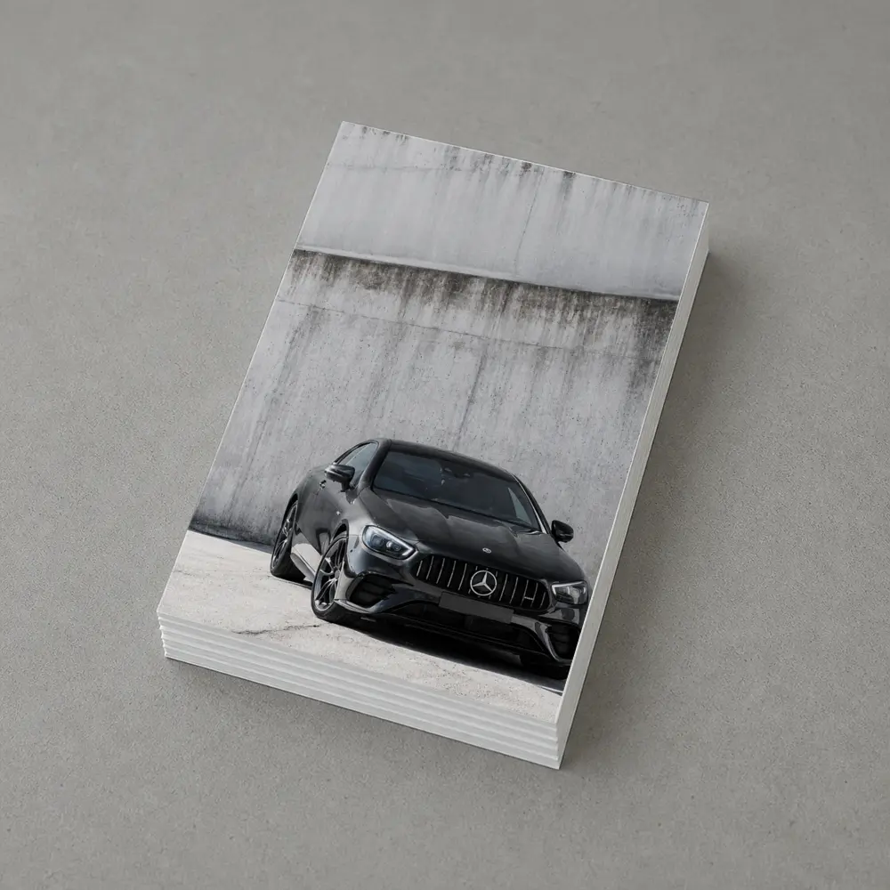 Black Mercedes AMG E Class Mountain Background – Postcards