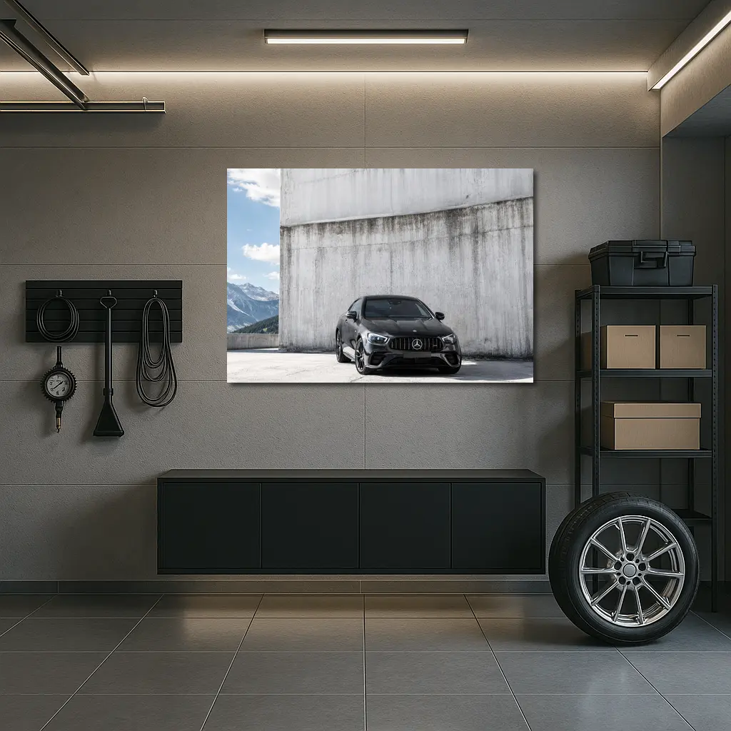 Black Mercedes AMG E Class Mountain Background – Wall Art