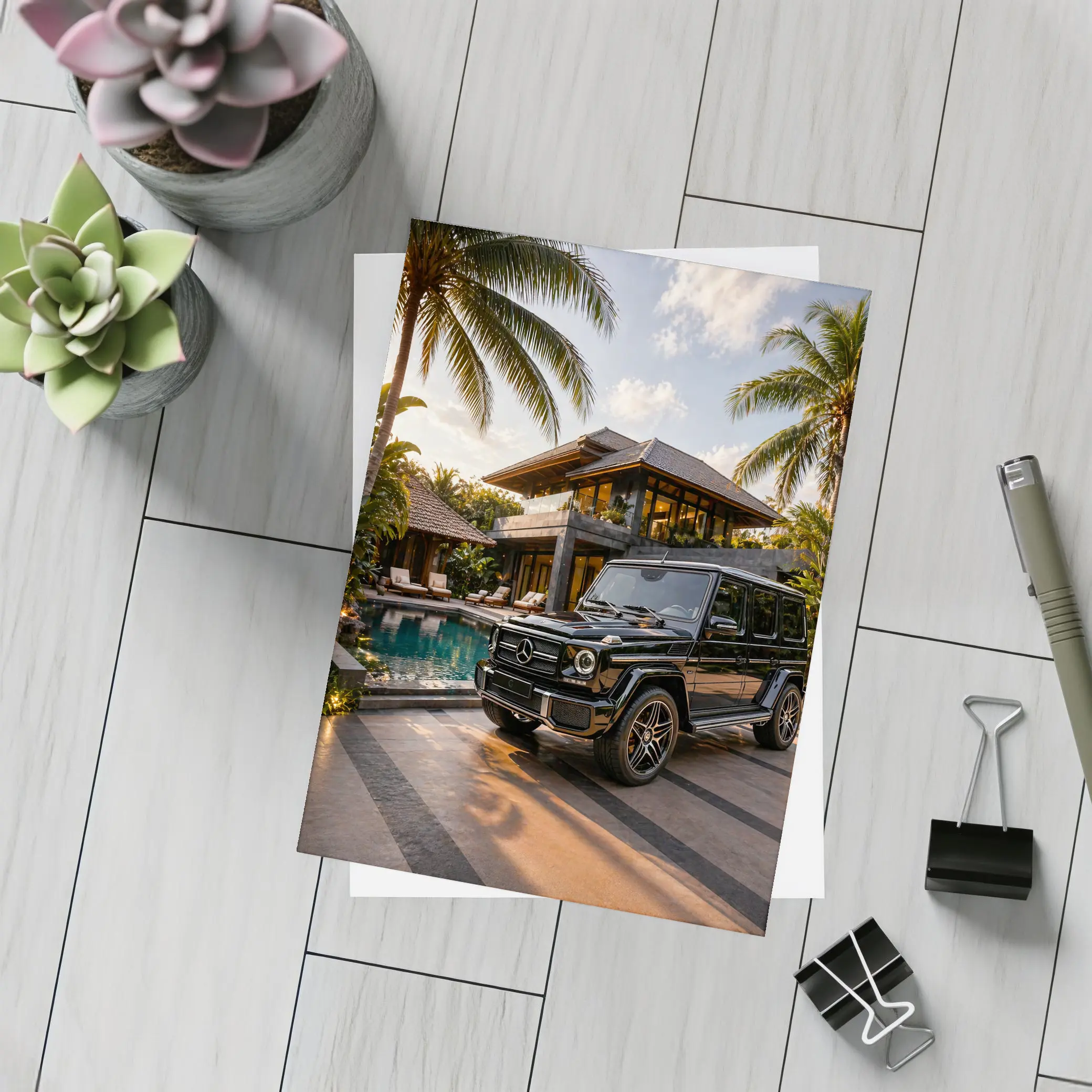Black Mercedes G Class Tropical Villa – Postcards