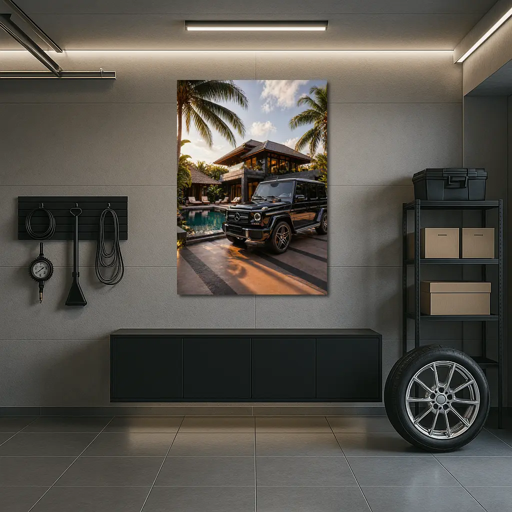 Black Mercedes G Class Tropical Villa – Wall Art