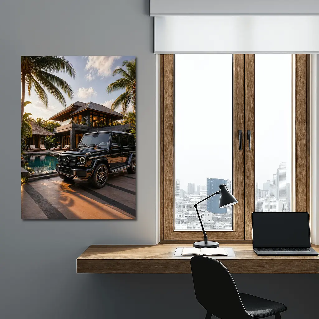 Black Mercedes G Class Tropical Villa – Wall Art