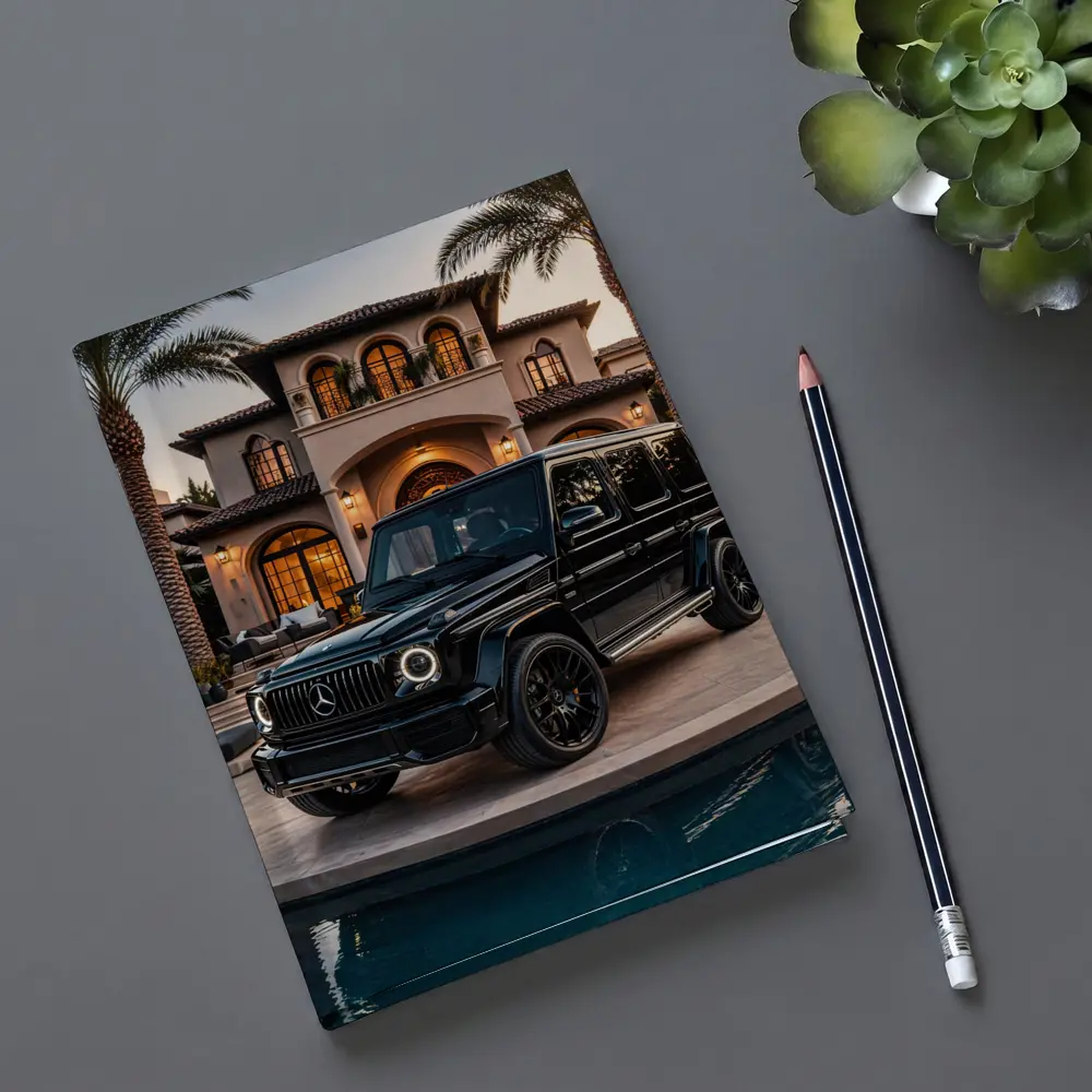 Black Mercedes G Wagon Mansion Driveway – Notebooks