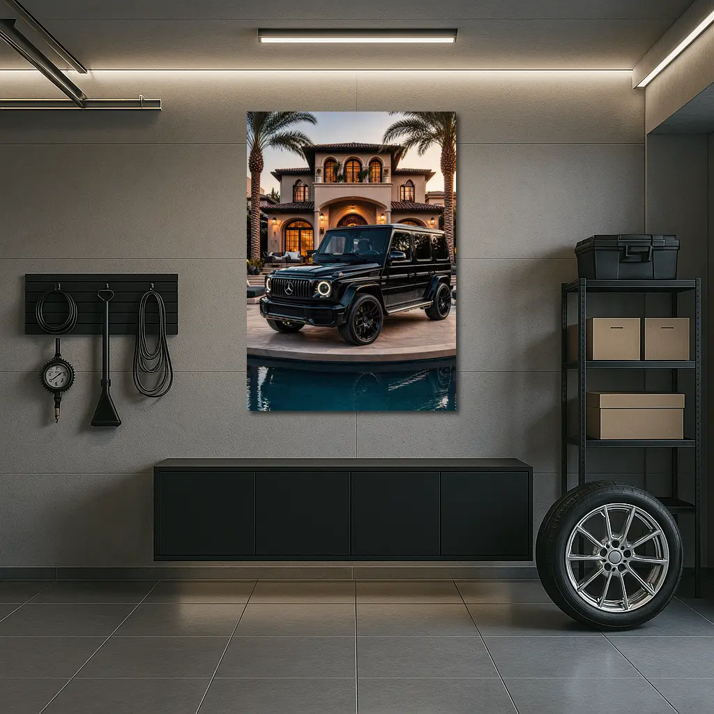Black Mercedes G Wagon Mansion Driveway – Wall Art