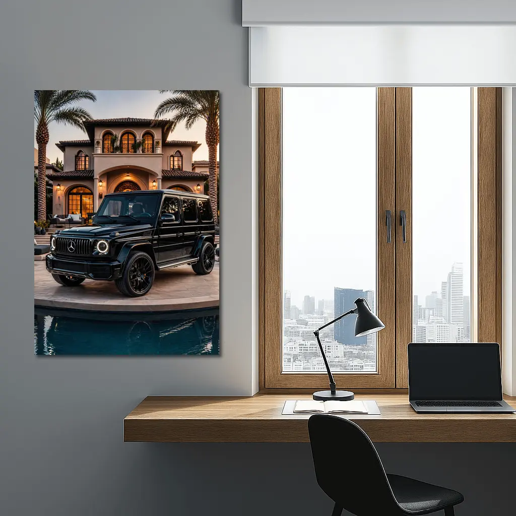 Black Mercedes G Wagon Mansion Driveway – Wall Art