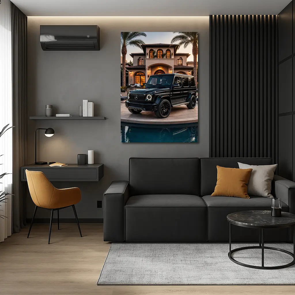 Black Mercedes G Wagon Mansion Driveway – Wall Art