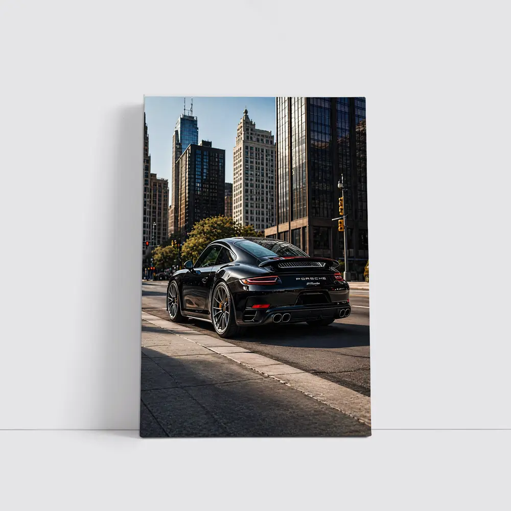 Black Porsche 911 Turbo City Street – Wall Art