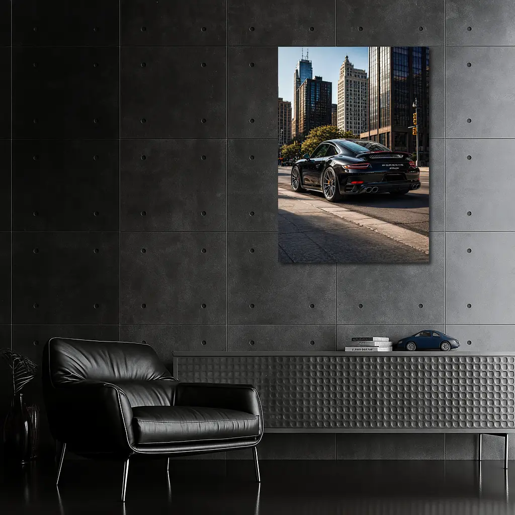 Black Porsche 911 Turbo City Street – Wall Art