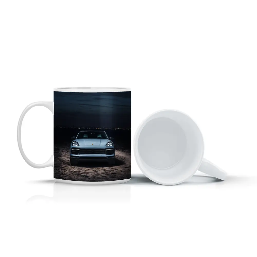 Porsche Cayenne Front View Night Desert – Mugs