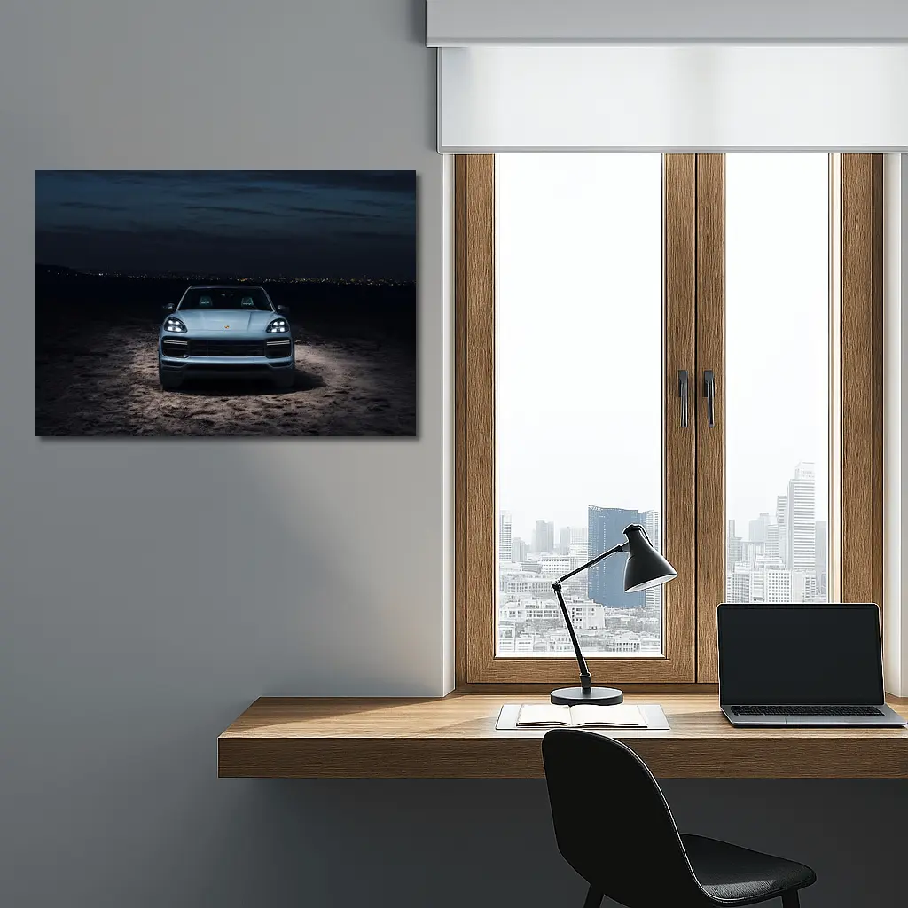 Porsche Cayenne Front View Night Desert – Wall Art