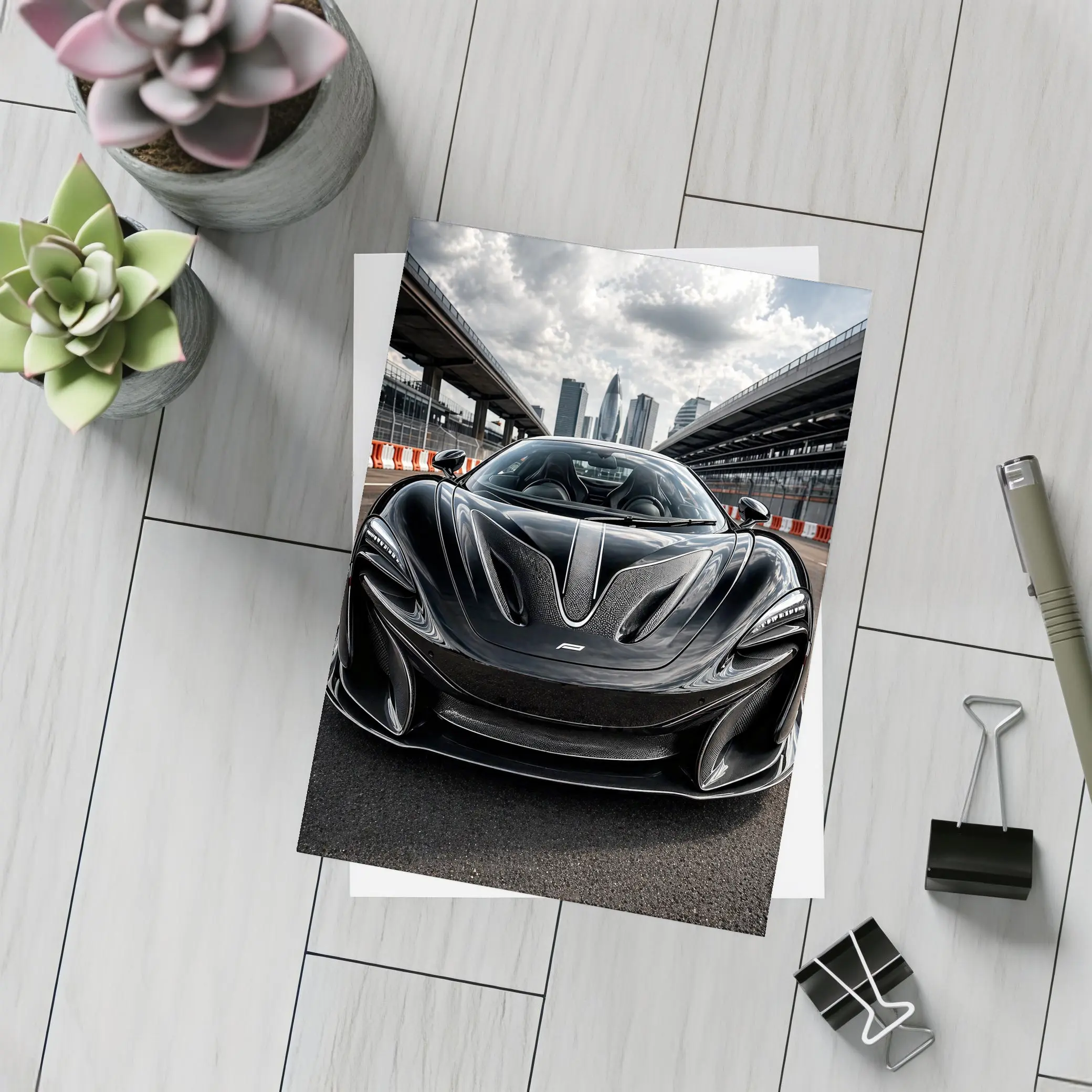 McLaren Black Supercar Racing Track City – Postcards
