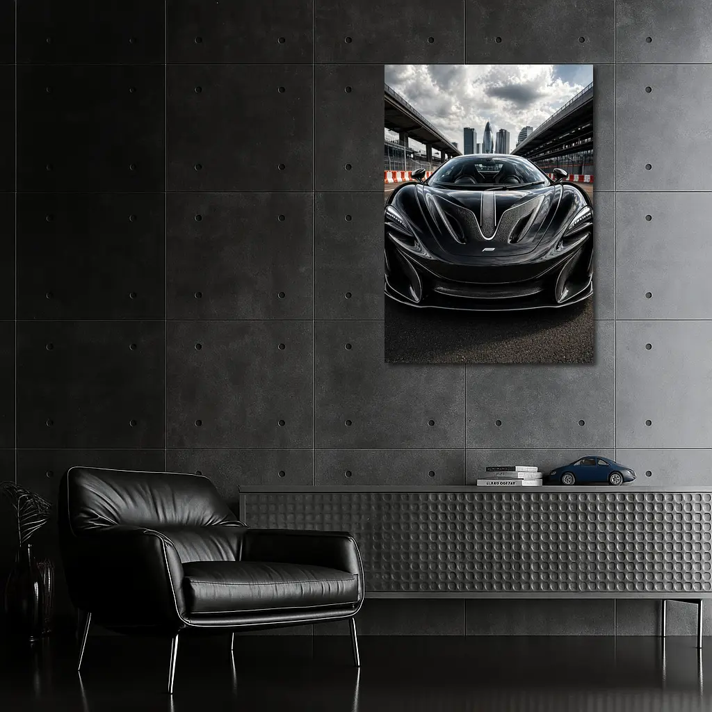 McLaren Black Supercar Racing Track City – Wall Art